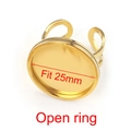 Anello regolabile dorato in acciaio inox con base ovale da 25 mm per creazione gioielli - Oro - Tondo 25mm