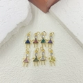 Set of 8 triangle zircon girl charms in various colors for DIY jewelry making - Random Mixed Color Pendant
