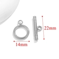Fermoir à bascule OT en acier inoxydable poli pour bijoux, anneau 14mm et barre 22mm, argenté - 14mm Gaufré - Acier