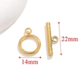 Fermoir à bascule doré en acier inoxydable poli pour bijoux DIY avec anneau de 14mm - 14mm Gaufré - Or