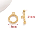 Fermoir à bascule doré en acier inoxydable pour bijoux, anneau torsadé 15mm et barre - 15mm Torsadé - Or