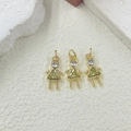Three dainty triangle zircon girl pendants for DIY jewelry with gold plating and chain legs - Golden Yellow Pendant
