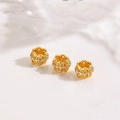 18K gold plated hollow floral spacer beads with white zircon for jewelry making - Hollow Floral Transfer Bead Gold (ZYN-DMK1251G)