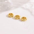 Set of three 18K gold plated spacer beads with micro-set zircons for DIY jewelry making - Twill Gear Inlaid Spacer Bead Gold (ZYN-DMK1264G)