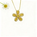Vergoldete Halskette mit fünfblättrigem Blumenanhänger und gelben Zirkonia-Steinen - Gelbe Blume Anhänger Halskette (ZYN-DMK1283G)