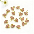 Set de 16 colgantes de circonita rosa talla marquesa con bordes dorados para hacer joyas - Rosa