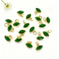 Pendenti a marquise in gemma verde con base dorata per creazione di gioielli - Verde scuro
