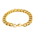 Minimalist gold stainless steel Cuban link bracelet with lobster clasp for street style - Gold 18cm x 5mm