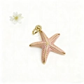 Pink starfish pendant with gold-plated alloy and enamel texture for DIY jewelry making - Pink