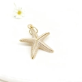 Detailed macro view of starfish pendant with beige enamel finish and gold edges - White