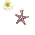 Purple starfish pendant with gold dots for DIY jewelry making in a coastal ocean style - Purple