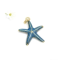 Pendentif étoile de mer en émail bleu et points dorés pour colliers et bracelets - Bleu foncé