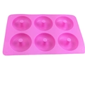 6-cavity pink silicone donut baking mold for chocolate, cake and pudding decoration - Pink