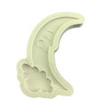 Hellgrüne Silikonform mit Mond- und Wolkengesicht für Fondant, Modell B41 - Grauer Stil (B41)