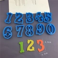 Set of 0-9 large blue plastic number cookie cutters for fondant and clay crafting - Blue (1278 Large Numbers)