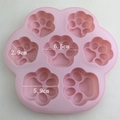 Molde de silicona rosa con 7 cavidades de pata de gato con medidas detalladas dadas - 7 Cavidades Pata de Gato / Rosa