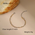 Detailed shot of two-layer gold and silver mixed chain bracelet with lobster clasp - Double Layer Two-tone Bracelet (NMSB-J557-1) / 18K Gold