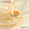 Detail eines 18K vergoldeten offenen Rings mit farbigem Emaille, 7.6mm breit, 2.6g schwer - Mehrfarbiges Oval