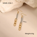 Détails de boucles d'oreilles bicolores avec spécifications de 6,0 cm et 4,4 g de poids - Or 18 carats / Style Anneau Ovale Or Chaîne Argent (NMSE-J556-1)