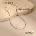 Detail of layered gold and silver chain necklace with size 41+6cm and weight 6.2g info - Double Layer Bead Chain Stitched Necklace (NMSN-J557-2)