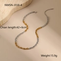 Two-tone twisted rope chain necklace in 18K gold and silver steel, length 42+6cm - Gold Silver Twisted Rope Necklace (NMSN-J558-4) / 18K Gold