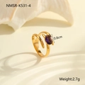 Detail of gold-plated irregular ring featuring an oval purple zircon stone and wave light - Staggered Oval Style (NMSR-K531-4)