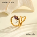 Irregular gold-plated stainless steel ring with 1.2cm marquise purple stone and 3.3g weight - Marquise Wrap Style (NMSR-K5210-3)
