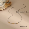 Detail view of two-tone gold and silver link necklace with adjustable chain length - Two-Tone Oval Link Necklace (NMSN-J551-3)