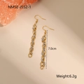 Detail of 7.0cm gold and silver mixed color chain drop earrings with hook closure - Two-Tone Long Drop Earrings (NMSE-J552-1)