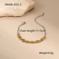 Detailed view of 17+5cm gold and silver mixed chain bracelet with lobster clasp and extender - Two-Tone Interwoven Circle Bracelet (NMSB-J552-2)