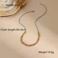 Detail of two-tone 18K gold and silver plated chain necklace with 38+6cm length mark - Two-Tone Link Chain Necklace (NMSN-J552-3)