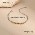 Detailed shot of two-tone 18K gold and silver chain bracelet with size measurements - Two-Tone Nested Circle Bracelet (NMSB-J553-2)