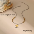 Detail of two-tone gold and silver chain necklace with a heart pendant 40+6cm - Two-Tone Heart Pendant Necklace (NMSN-J553-3)