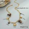 Details van luipaard hart ketting met afmetingen van bedels en 40+5cm kettinglengte - Zon Hart Bij Halsketting (NMSN-J659-2) / 18K goud