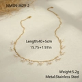 Detail of wavy stainless steel necklace with faux pearls, 40+5cm length, 5.2g weight - Artificial Pearl Tassel (NMSN-J629-2) / Gold