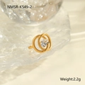 Macro detail of 18K gold plated twisted ring with sparkling oval zircon gemstone - Oval Zircon Double Twisted Style (NMSR-K549-2)
