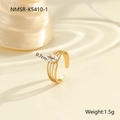 Detailed macro view showing the 0.7cm zircon inlay on a four-layer gold beaded ring band - Round Stone Four-layer Beaded Design Style (NMSR-K5410-1)