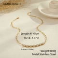 Detail of gold stainless steel paperclip chain necklace with seven square zircon crystals - Square Zirconia Necklace (NMSN-G452-1)