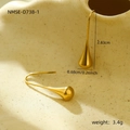 Detail of elegant gold-toned waterdrop tassel earrings on a textured ceramic surface - Gold Minimalist Teardrop Earrings (NMSE-D738-1)