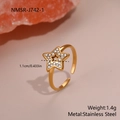 Detail view of adjustable gold star ring with micro-pave zircons and hollow design - Hollow Rhinestone Pentagram Gold Style (NMSR-J742-1)