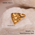 Macro detail of gold heart ring showing 1.4cm hammered texture and adjustable opening - Lava Hammered Heart Gold Style (NMSR-J742-3)