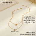 Detailed view of double-layered gold stainless steel necklace with diamond pendants - Gold Double Layer Style / 18K Gold / Gold