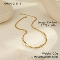 Detailed view of 18K gold plated stainless steel chain necklace with 45+5cm length - Circular Hollow Link Necklace (NMSN-L131-3)