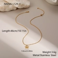 Detail view of gold flower necklace showing 46cm length and stainless steel texture - 18K Gold / Gold Necklace (NMSN-L129-1)