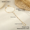Dettagli dimensionali del bracciale ad anello in acciaio inossidabile con zirconi bianchi - Gemme Marquise e Tonde Oro (NMSR-L148-3)