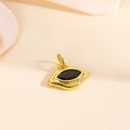 Close-up of gold 18k plated lip-shaped pendant with a black diamond-cut zircon stone - Black