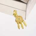 18k gold plated dreamcatcher pendant charm with delicate feathers and sparkling stones - Gold