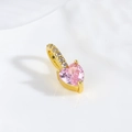 18k gold plated heart pendant with pink zircon stone and diamond accents on white background - Pink Heart Style (ZYN-DMK885G-2)