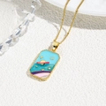 Detailed macro view of a tarot-style rectangular enamel pendant with starry sky motif - Sky Blue Starry Sky Style (ZYN-DMK944G-A2)