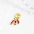 Three-piece copper bead charm set with red enamel lipstick, high heel, and dress for DIY jewelry - Red Lipstick High Heel Boots Style (ZYN-DMK901G-1)